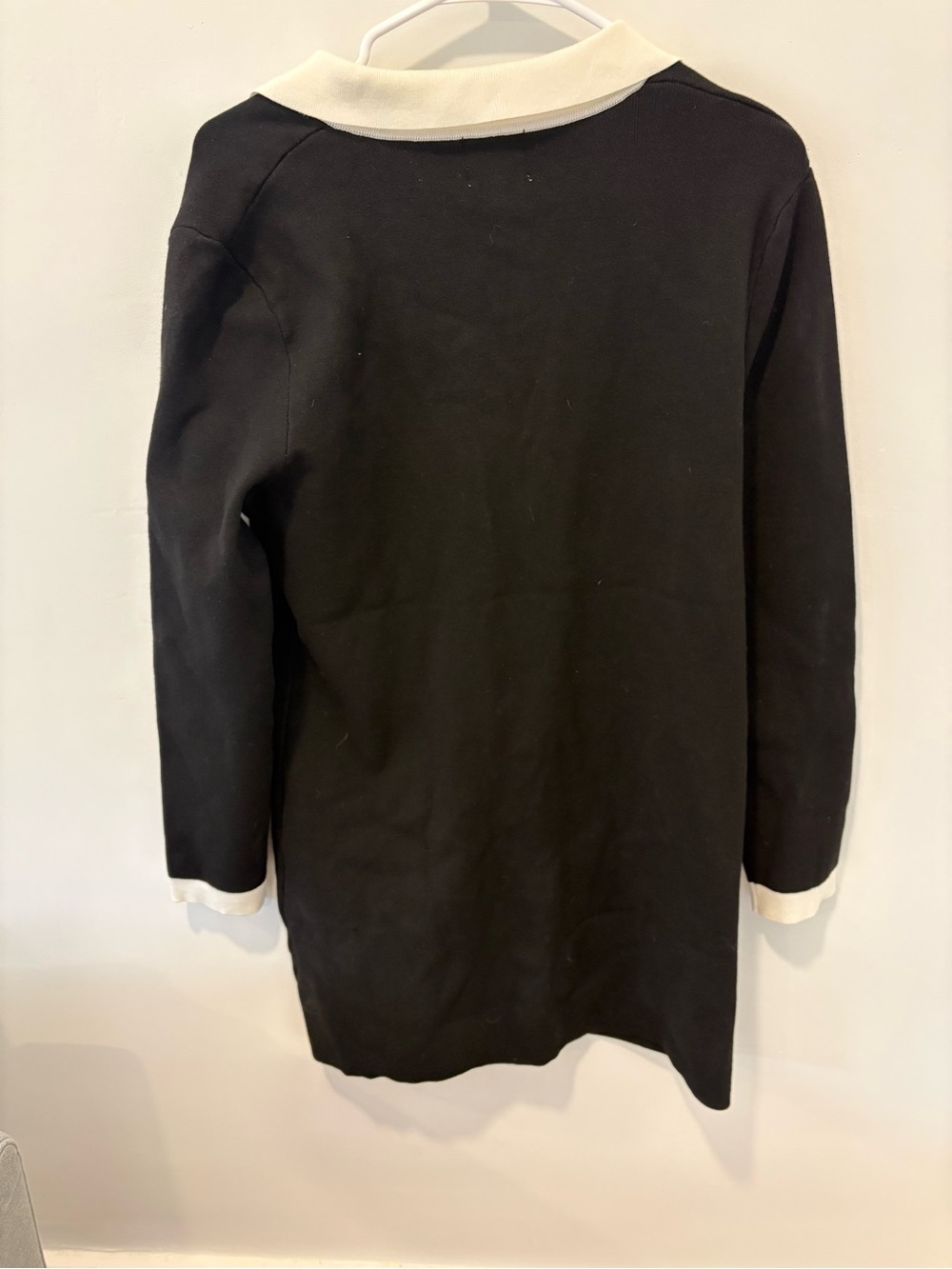 H&M Black Knit Cardigan Dress with White Collar and Gold Buttons - Picture 4 of 4